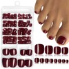 LoveOurHome 240pc Burgundy Press on Toenails Women Fake Toe Nails