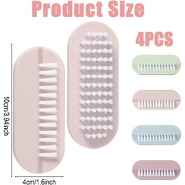 4 cepillos de uñas de mano con limpieza de doble cara, cepillo de lavado de manos Ragbar de plástico, cepillo de manos para manos y uñas