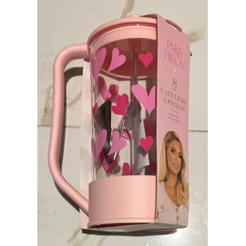 Cafetera de prensa francesa, capacidad de 8 tazas, color rosa con diseño de corazón