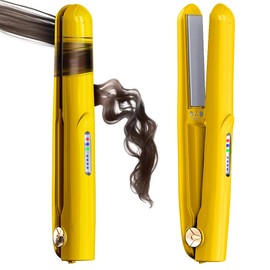 Cordless Hair Straightener and Curler 2 in 1 Ceramic Flat Iron Mini Cordless Portable Travel Hot Tools Straight Curl for Women Men USB Rechargeable with Pouch (Orange) 9