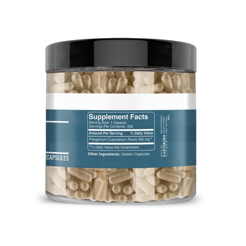 Earthborn Elements Japanese Knotweed Extract 200 Capsules, Pure & Undiluted,