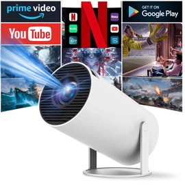 HY300 PRO 1080P HD Video Projector Support 4K with WiFi and Bluetooth,, 180° Rotatable, Auto Keystone Correction, Compatible for Laptop, PC, Smartphone