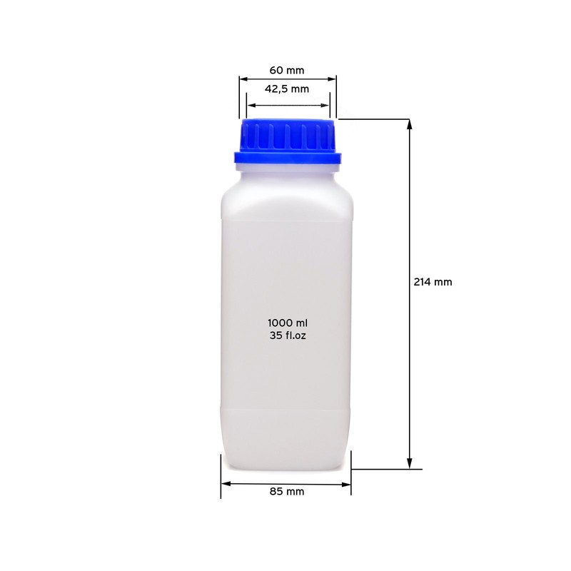 Wide Neck Bottles With Blue Lid, 1 x, 1000 ml