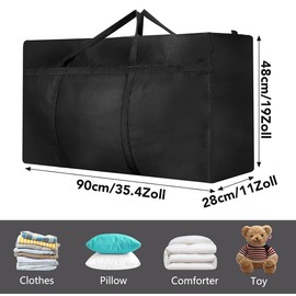 Pack of 2 120L Extra Large Storage Bags, 600D Oxford Heavy-Duty Moving Bags with Zips, Handle, Waterproof Carry Bags for Clothes, Blankets and Pillows