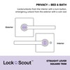 Lock Scout Straight Lever with Round Trim Bedroom and Bathroom
