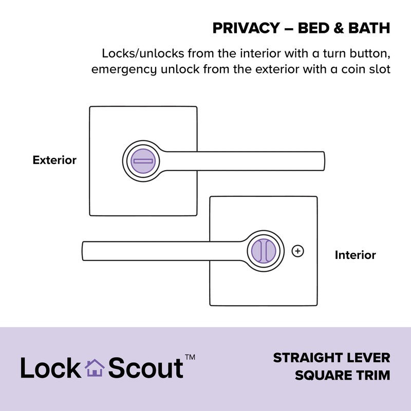 Lock Scout Straight Lever with Round Trim Bedroom and Bathroom