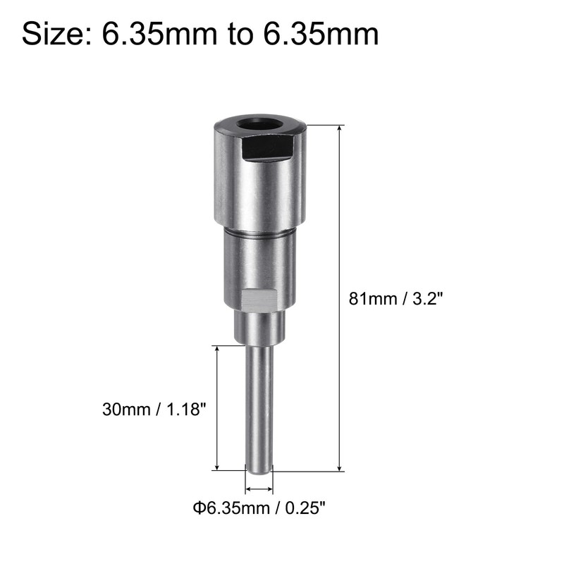 sourcing map Router Collet Extension Rod Converter Adapter 6.35mm to
