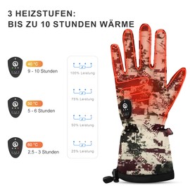 day wolf Heated Hunting Gloves with Automatic Shut-Off Breastfeeding Switch for 10 Hour Heating, Hinged Index Fingertip (Rock Camouflage, XXS)