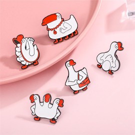 TILEZE Cute Cartoon White Goose Enamel Pins Fun Goose Dance Alloy Metal Brooch for Backpack Animal Lapel Pins Badge Jewelry Accessories Gift
