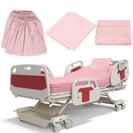 Moukeren 6 Pcs Hospital Bed Sheets Set Deep Pocket Fitted Sheet 36 with Elastic All Around Easy Care Knitted Jersey for Home/Nursing Home (Pink)