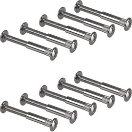 Gedotec M6 Furniture Sleeve Screws, Nickel-Plated Steel Connectors for Wood Thickness 36–46 mm, Furniture Connector, Cabinet Connector, Phillips PZ2 and Flat Blade, Screws + Sleeve Nut, Pack of 50