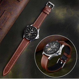 BISONSTRAP Leather Watch Straps, Quick Release Replacement Band for Men and Women-20mm,Red Brown