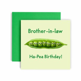Huxters Birthday Cards for Men - Happy Ha-Pea Birthday Brother In Law Birthday Card for him - Funny Fathers Day Card for Brother Fun Happy Birthday - 14.8cm (Brother-In-Law)