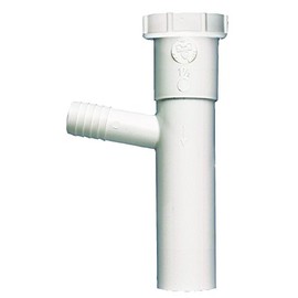 Plumb Pak PP66-14W Master Dishwasher Tailpiece, 1-1/2 X 8 In, 3/4 In (5/8 In Od) Branch, Plastic, No Size, White