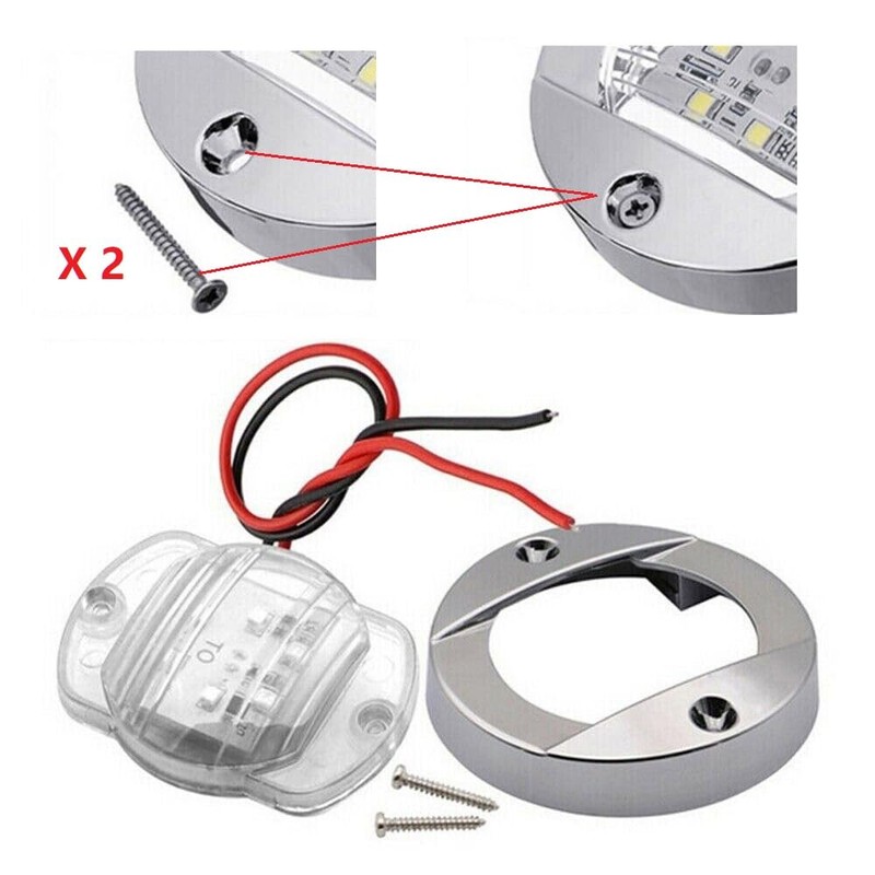 3" Inch Round Chrome Marine Boat Lights White LED Transom