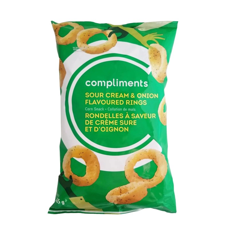 Compliments Sour Cream & Onion Flavoured Rings, 265g/9 oz. Bag