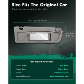 SCITOO Car Sun Visor Assbembly with Mirror Replacement for 2006-2011 for Honda for Civic Warm Gray Without Sunroof(Right Passenger Side)