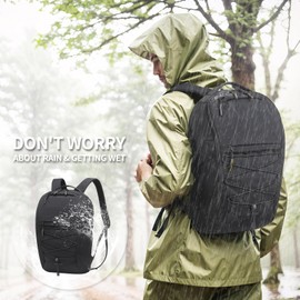 SUIKIHUM Travel Laptop Backpack for Women and Men, Lightweight Waterproof Daypack, 20L Outdoor Casual Backpack for College and Work, Black