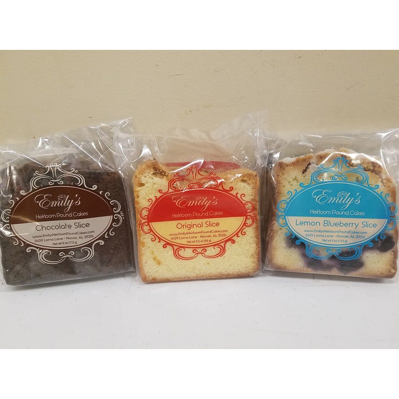 Emily's Heirloom Pound Cakes 3 Slice Variety Box