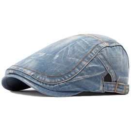 2 Pack Mens Denim Cotton Newsboy Cap Ivy Gatsby Driving Hunting Cabbie Hats (L)