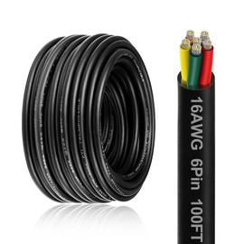16 Gauge 6 Conductor Electrical Wire, 100FT 18AWG PVC Thermostat Wire, Low Voltage Landscape Wire, Flexible Cord for LED Lighting Strips Automotive Garden Bell Speaker