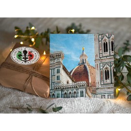 1 x Greeting Card & Vinyl Sticker Set - Florence Italy Italian Landmark Travel Holiday City Map Flag Friend Mum Girls Boys Scrapbook #79910