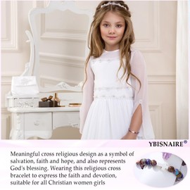 Easter Basket Stuffers Gifts for Teens Daughter Granddaughter, Christian Blessing Cross Bracelet Baptism Confirmation 1st First Communion Gifts for Teenage Sister Niece Christmas Stocking Birthday