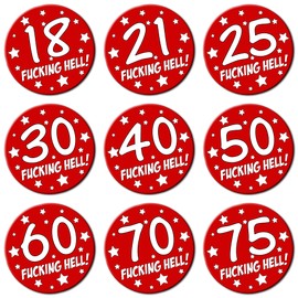 Party People 40th Birthday Badge - 59mm - Novelty 40th pin badge button gift