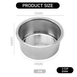 Kodrily Non Pressurized Filter Basket, Pressurized Filter, Portafilter Basket Stainless Steel 51mm Portafilter Basket Machine Parts for Portafilter Coffee
