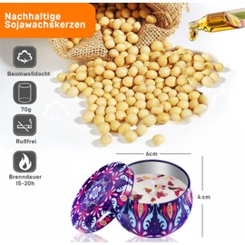 *Alster Herz* Scented Candles Gift Set, Soy Wax Aromatherapy Scented Candles Set, Candles in Tin, Burning Time up to 120 Hours for Christmas, Birthday, Bathroom, Yoga, Relaxation (6)