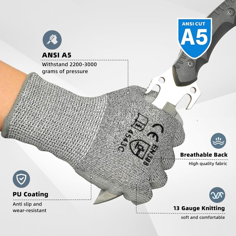 Wsobue Spearfishing Gloves,2 Pairs Cut Resistant Diving Gloves Firm Grip,Thin