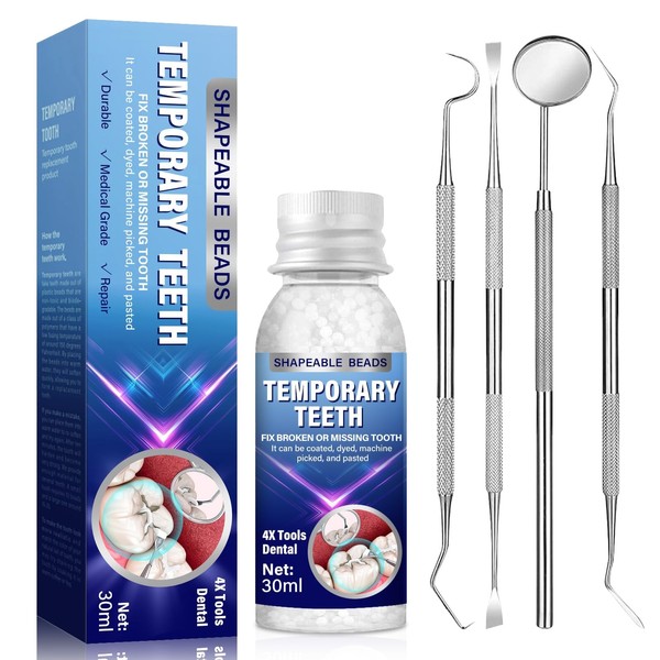 Tooth Repair Kit, Fake Teeth Replacement with 30ml Tooth Beads