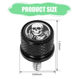 Anyhut Motorcycle Knurled Fender Rear Seat Bolt Screw, Skull Pattern Seat Bolt Screw 1/4"-20 Thread, Compatible with 1997-2025 David-Son Touring XG XL Dyna Softail Sportster CVO (Black)