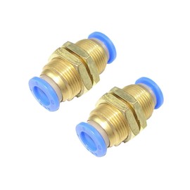 BE-TOOL Pneumatic Bulkhead Connector 5Pcs 8MM Brass Pneumatic Fitting Straight Through PM Bulkhead Union Push in Fitting for Oil, Natural Gas, Instrumentation