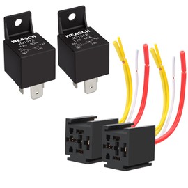 Weasch 12V JD1912 80A Heavy Duty Relay with Harness, 4-Pin SPST Normally Open, 4 Wire Automotive Relay Model, for Automotive Car Marine Boat (2)