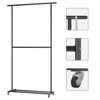 Sywhitta Double Rod Clothing Garment Rack, Rolling Clothes Organizer on