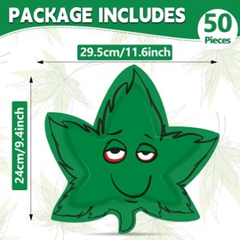 CHUNNIN 50PCS Weed Leaves Party Plates 8.7inch Green Pot Leaf Shape Paper Dinnerware Weed Leaves Themed Tableware Set 420 Gathering Picnic Celebrations Decor for Adults Birthday Supplies