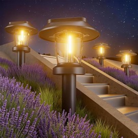 Pywut Solar Pathway Lights Outdoor - 8 Pack Solar Powered Garden Lights Waterproof IP65, Decor Landscape Lighting with Three Lighting Modes for Yard, Lawn, Walkway, Driveway, Warm White
