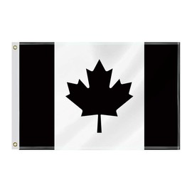 60×90 CM Black Canada Flag,2×3 FT Dark Canadian Decor,Double Side Digital Printed 150D Polyester Banner With Canvas Header Brass Grommet