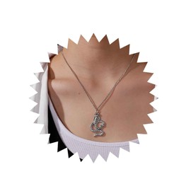 TseanYi Gothic Snake Pendant Necklace Silver Snake Necklace Vintage Serpent Pendant Necklace Punk Snake King Cobra Necklace Chain Goth Dark Jewelry