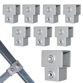 Square Tubing Connector Square Tube Fittings, One T 3 Way Connector,SiegYma 8Pcs Square Tube Fittings for Square Tubes for Square Railing Chain Fence Guardrail End Rails Clamps (T Type)
