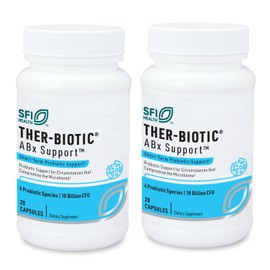 Klaire Labs SFI Health ABX Support Probiotic - 10 Billion CFU Supplement for Support During Antibiotic Therapy, Hypoallergenic & Non-Dairy (2 Pack, 28 Capsules)