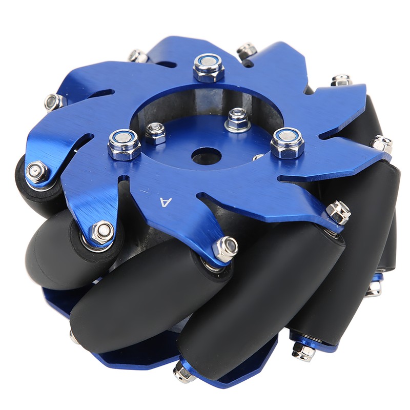 4in Mecanum Wheel Right Aluminum with TPU Rubber Rollers Industrial
