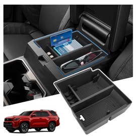 Sinminou Center Console Organizer Compatible with 2025 Toyota 4Runner Interior Accessories, Armrest Storage Box Glove Organizer Tray Insert with Coin and Sunglasses Holder