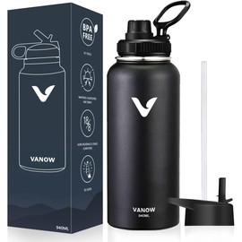 E T EASYTAO Termos para Agua con 2 Tapas, 32OZ Botella de Agua Negro