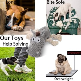 Sedioso Dog Toy, Tug of War Plush Dog Toy, Cute Squeaky Dog Toy with Crinkle Paper, Stuffed Dog Chew Toy for Large Breeds, Puppies, Small, Medium, Large Dogs