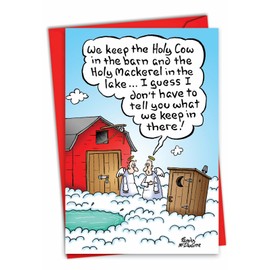 Holy Sh-t - Hilarious Religious Christmas Note Card with Envelope (4.63 x 6.75 Inch) - Funny Poop Angels, Heaven Happy Holidays Card for Xmas - Cartoon Joke Card, Stationery Notecard 1893