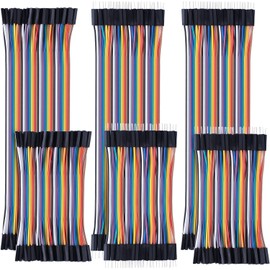 GTIWUNG Pack of 6 40 Pin Jumper Wire Cable, Breadboard Ribbon Cables, 10 cm & 20 cm Female/Male/Male Jumper Cable, 24AWG Wire Bridges for Arduino and Raspberry Pi Breadboard