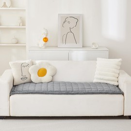 Awjcsv Couch Cover for Dogs Washable, Fuzzy Pet Couch Covers for Sofa, Couch Covers for 3 Cushion Couch Sofa Pet Friendly, Non Slip Sofa Cover (Grey, 27.6" x 82.7")