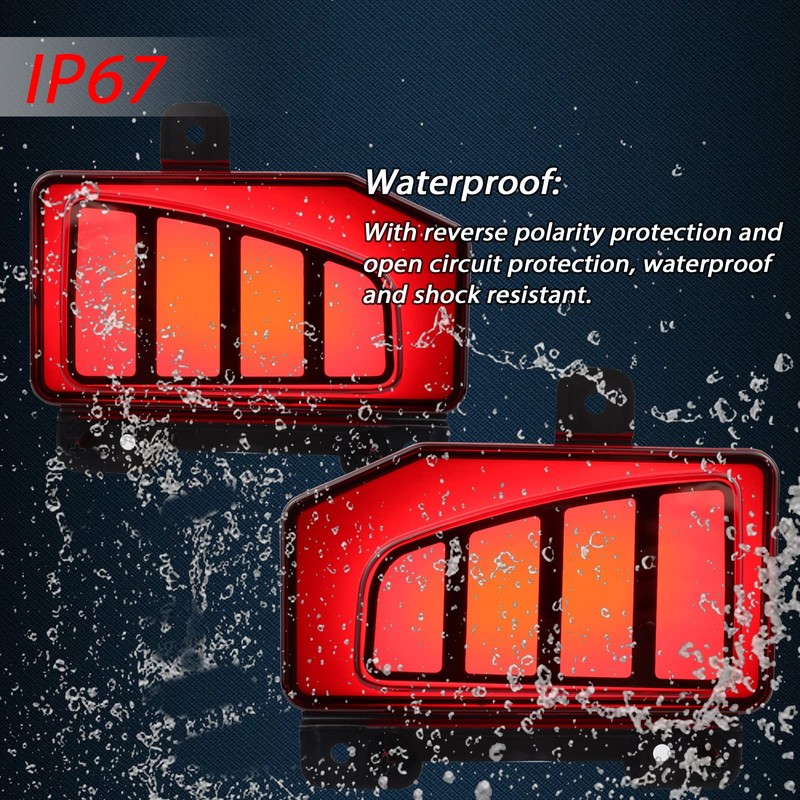 GEEGEETOP Red Full Lens LED Rear Reflector Bumper Fog Light